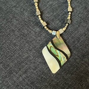 Elegant Silver and Abalone Pendant Necklace